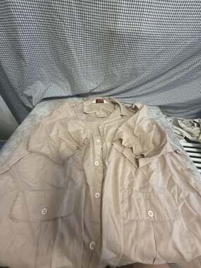 Southern Classics Beige Button-Up Shirt Dress with Pockets, Size XL